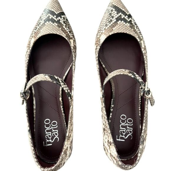 Franco Sarto Nalin Pointed Mary Jane Flats Grey Snake Print Women’s Size 7.5 M - Picture 7 of 14
